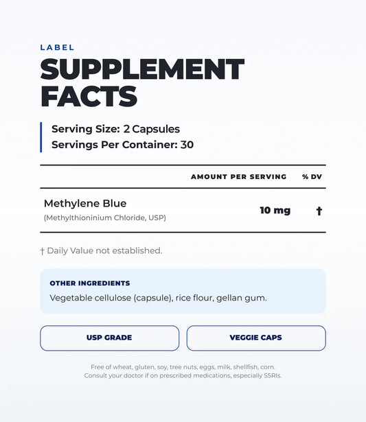 Ultra Methylene Blue Capsules (60 Capsules) (30 Servings)