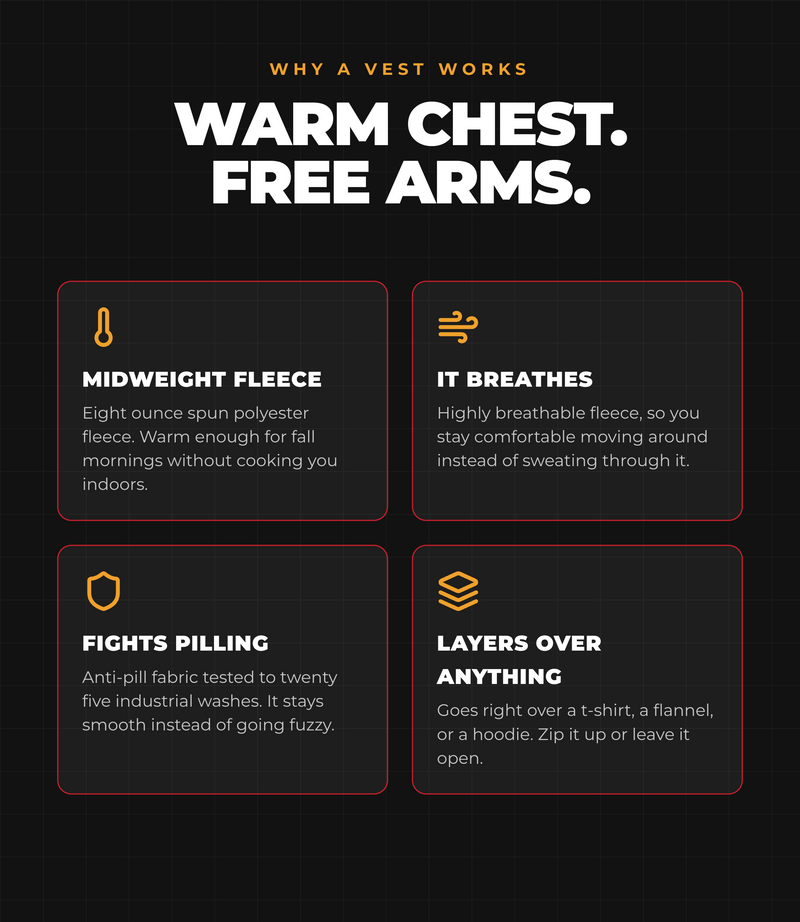 Live Free Or Die Full-Zip Fleece Vest - warm chest, free arms