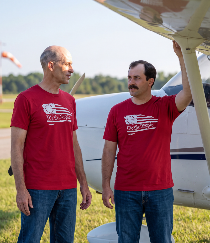 We The People T-Shirt - Red - worn