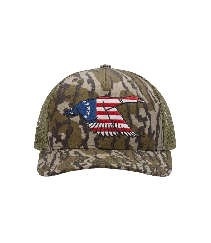 The Alex Jones Store - Betsy Ross Duck Embroidered Camo Trucker Hat - front