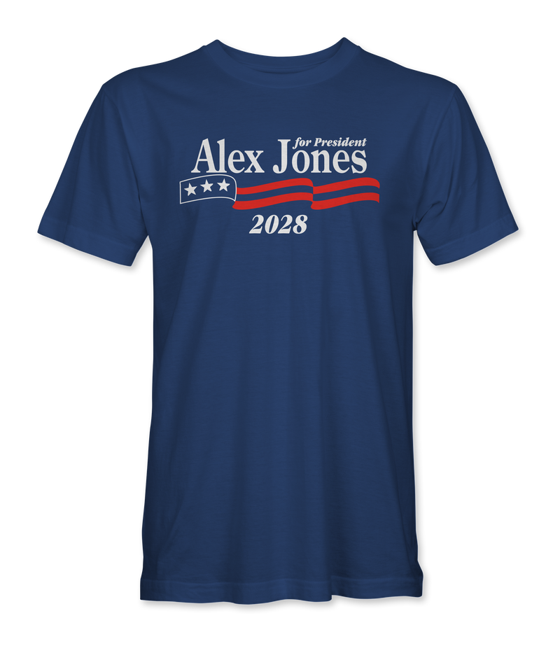 The Alex Jones Store - royal blue Alex Jones For President 2028 T-Shirt - front