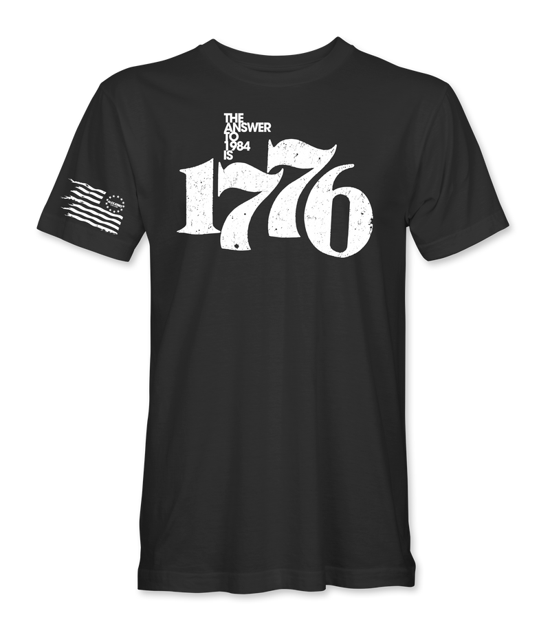 The Alex Jones Store - black The Answer To 1984 Is 1776 T-Shirt - front