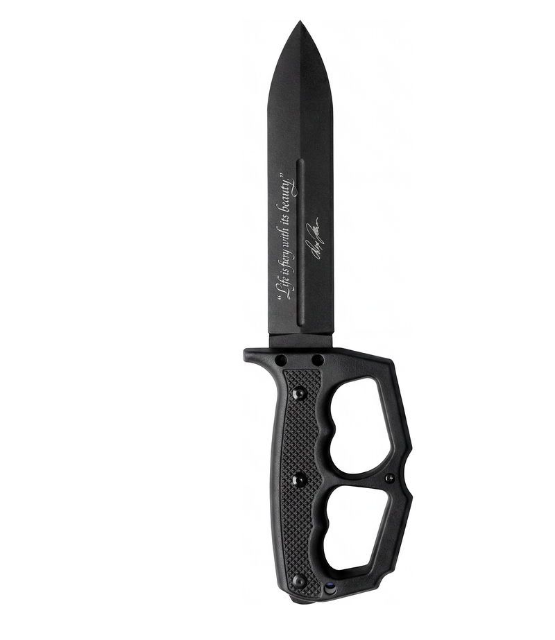 The Alex Jones Store - Life Is Fiery With It's Beauty Trench War Dagger reverse side with the script quote