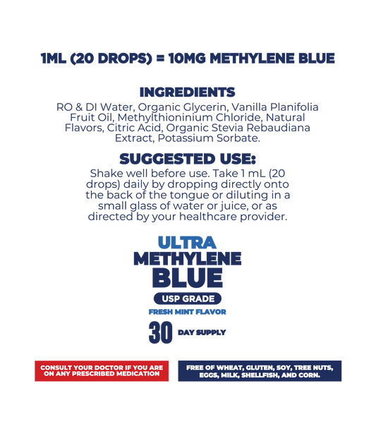 Ultra Methylene Blue - Fresh Mint Flavor (50mL) (30 Servings)