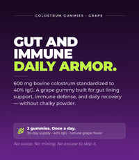 Bovine Colostrum Gummies - Gut & Immune Support (Grape) (60 Gummies) (30 Servings)