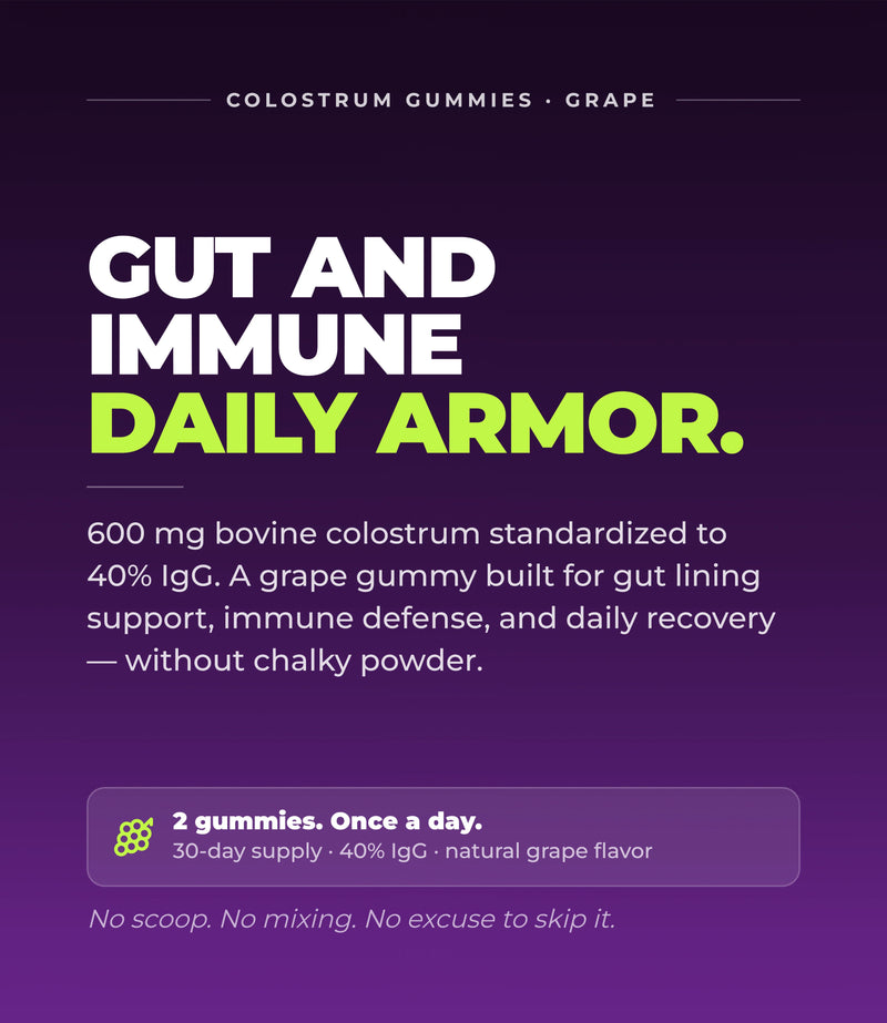 Bovine Colostrum Gummies - Gut & Immune Support (Grape) (60 Gummies) (30 Servings).