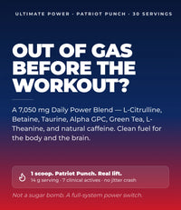 Ultimate Power Drink Mix - Energy & Focus* (Patriot Punch) (420 Grams) (30 Servings)