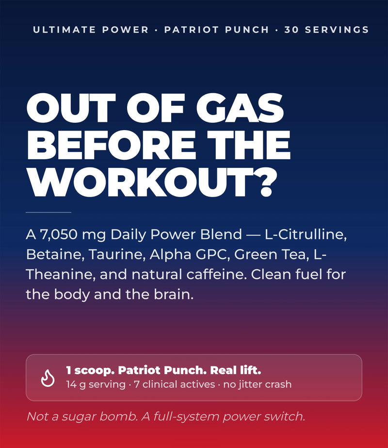 Ultimate Power Drink Mix - Energy & Focus* (Patriot Punch) (420 Grams) (30 Servings)