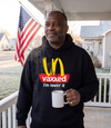 Man wearing the black Unvaxxed Hoodie on a frosty front porch