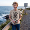 Amelia Earhart wearing the MK Ultra Summer Camp t-shirt in sand