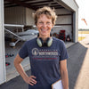 Amelia Earhart wearing the Operation Northwoods t-shirt in navy