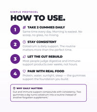 Bovine Colostrum Gummies - Gut & Immune Support (Grape) (60 Gummies) (30 Servings)