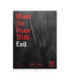 The Alex Jones Store - Make No Peace With Evil Limited Edition fundraiser poster with red gothic text over Crusader knight holding cross
