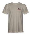The Alex Jones Store - Cream 'Turns Out Still Open' tee front with small Alex Jones Live onion-stomp chest graphic in black and red
