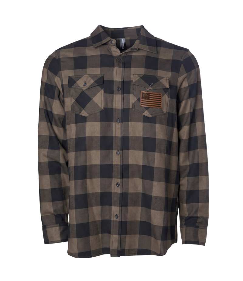 The Alex Jones Store - Betsy Ross Leather Patch Flannel Shirt - front