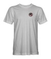 The Alex Jones Store - Front of white Get The Flock Out t-shirt with small left-chest no-surveillance-camera logo