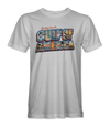The Alex Jones Store - Front of white Greetings From The Gulf of America retro postcard t-shirt