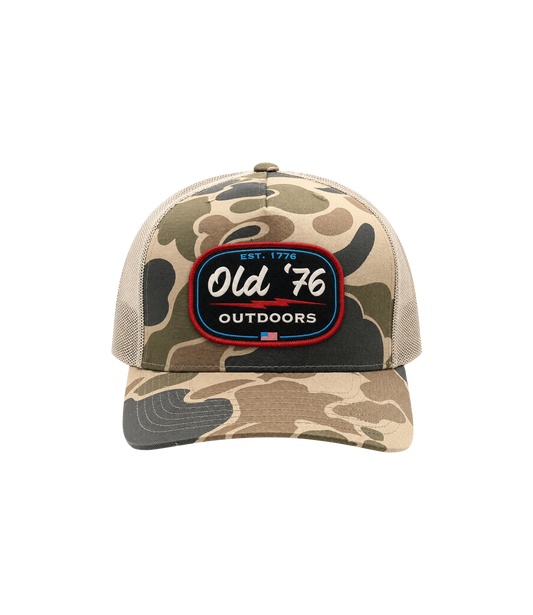 Old '76 Outdoors Duck Camo Patch Trucker Hat
