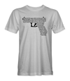 The Alex Jones Store - Front of white Alex Jones Gun Rant t-shirt with the full quote typeset in the shape of a pistol