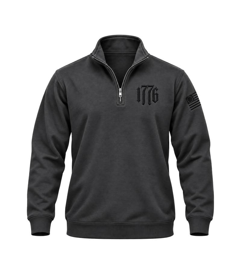 The Alex Jones Store - grey 1776 Embroidered Quarter-Zip Sweatshirt - front