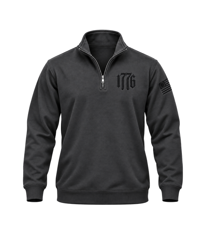 Bold Black On Grey 1776 Embroidered Quarter-Zip Sweatshirt