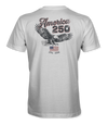 The Alex Jones Store - Back view of white America 250 Flying Eagle t-shirt with vintage eagle graphic, '1776-2026' text and American flag print