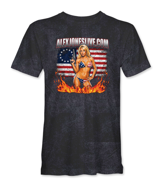 The Alex Jones Store - Front of Vintage Black Betsy Ross limited edition mineral wash t-shirt