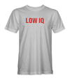 The Alex Jones Store - White 'Low IQ' Limited Edition t-shirt with bold red block lettering across the front chest, unisex premium tee