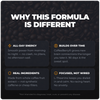 Alex Jones Naturals - Ultimate Energy - Natural Caffeine & L-Theanine (30 Capsules) (30 Servings) — Ultimate Energy 'Why This Formula Is Different' graphic: all-day energy, builds over time, real ingredients, focused not wired