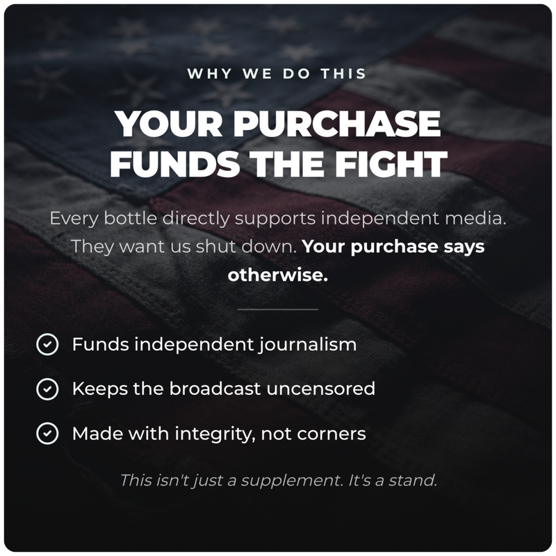 Alex Jones Naturals - Ultimate Chill - Deep Recovery & Stress Shield (60 Capsules)(30 Servings) — Ultimate Chill 'Your Purchase Funds The Fight' American flag graphic supporting independent media and uncensored broadcast