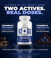 Ultimate K2 + D3 ingredients: 200 mcg vitamin K2 as MK-7 and 2,000 IU vitamin D3