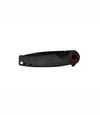 The Alex Jones Store - Closed Alex Jones Micarta Handle Blade showing black micarta grip, red pivot ring accent and slim everyday carry profile