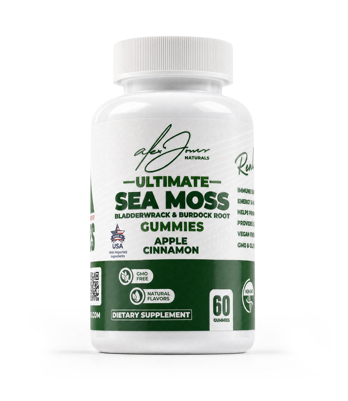 Ultimate Sea Moss Gummies With Bladderwrack & Burdock Root (Apple Cinnamon) (60 Gummies) (30 Servings)