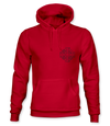 The Alex Jones Store - Red Deus Vult No Retreat No Surrender hoodie with small black Jerusalem cross emblem on left chest