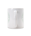 The Alex Jones Store - White ceramic Save The Frogs coffee mug right side view showing handle and partial green frog seal logo