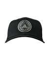 The Alex Jones Store - Front of black trucker hat with circular leather patch reading 'Rebellion To Tyrants Is Obedience To God' with Gadsden snake