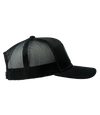 The Alex Jones Store - Obedience To God Circle Star Leather Patch Hat — Right side view of black trucker hat showing curved brim and black mesh paneling
