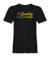 The Alex Jones Store - Black Quality Learing Center t-shirt with vintage PBS-style logo, yellow Quality script over Learing Center banner