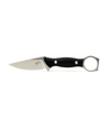 The Alex Jones Store - Alex Jones Ring Blade fixed knife with textured black handle, finger-ring pommel and stone-washed drop-point steel blade