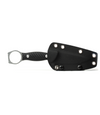 The Alex Jones Store - Alex Jones Ring Blade in black Kydex sheath, reverse showing molded retention and mounting eyelets with ring pommel out