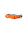 The Alex Jones Store - Closed Alex Jones Burnt Orange folding blade showing textured orange G10 handle, silver pocket clip and tip-up carry design