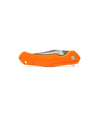 The Alex Jones Store - Compact closed view of Alex Jones Burnt Orange folding blade with high-visibility orange G10 handle and steel hardware