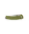 The Alex Jones Store - Compact closed view of Alex Jones Quick Release Blade with smooth OD green G10 handle and steel quick-deploy hardware