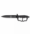 The Alex Jones Store - Black Ave Christus Rex Trench War Dagger with knuckle-guard handle and Jerusalem cross etched on the blade