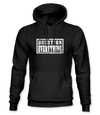The Alex Jones Store - Black pullover hoodie with white 'Question Everything' grunge stamp logo across the chest