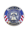 The Alex Jones Store - Front side of Hold The Line challenge coin with 'Fight For Freedom Est. 1776' Liberty Bell American flag design