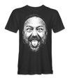 The Alex Jones Store - Front of black Alex Jones Big Face t-shirt with large hand-drawn stipple portrait of Alex Jones