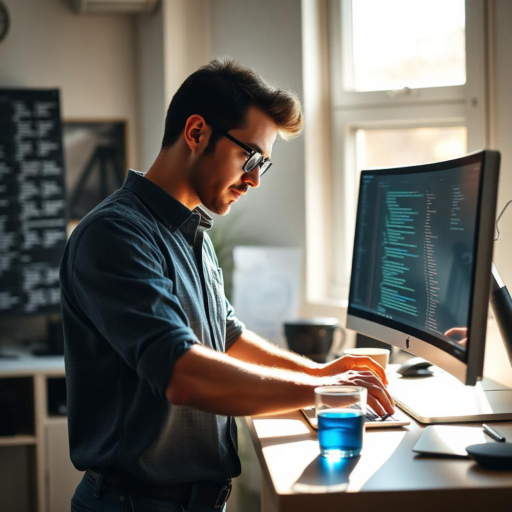 Focused man working with mental clarity after Methylene Blue