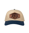 The Alex Jones Store - Cream and navy America 250 patch hat with hexagonal leather '1776-2026 America 250' patch, snapback construction